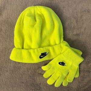 Nike Youth Neon Volt Beanie & Gloves Set